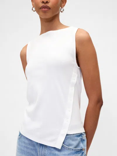 Gap Factory Asymmetrical Boatneck Button Top In White