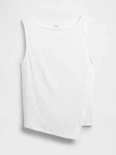 Gap Factory Asymmetrical Boatneck Button Top In White