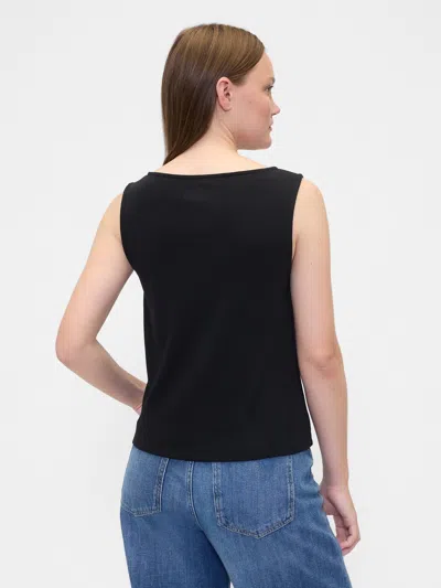 Gap Factory Asymmetrical Boatneck Button Top In Black
