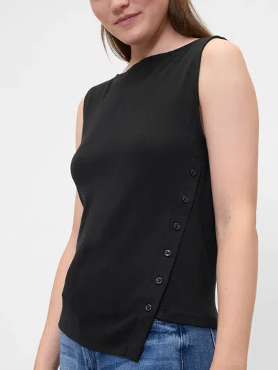 Gap Factory Asymmetrical Boatneck Button Top In Black