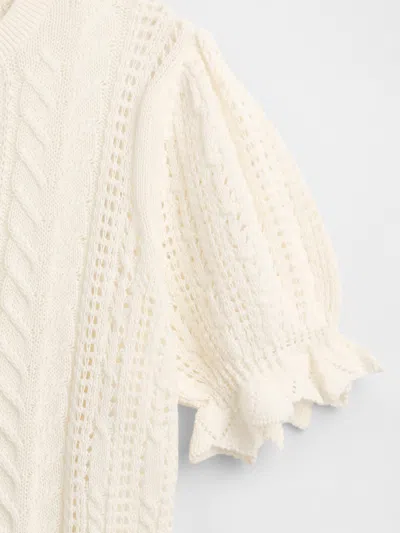 Gap Factory Kids Pointelle Cable-knit Sweater In Neutral