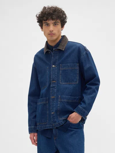 Gap Factory Relaxed Denim Barn Jacket In Blue