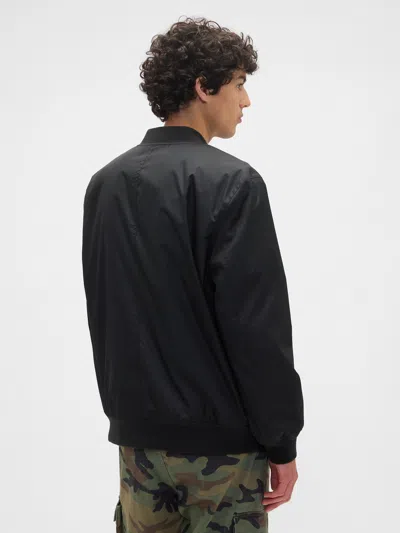 Gap Factory 100% Recycled Relaxed Ripstop Bomber Jacket In Black