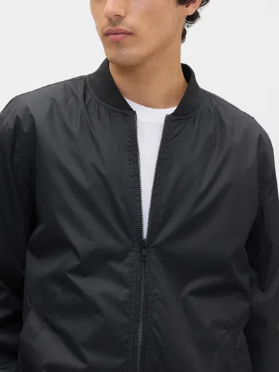 Gap Factory 100% Recycled Relaxed Ripstop Bomber Jacket In Black