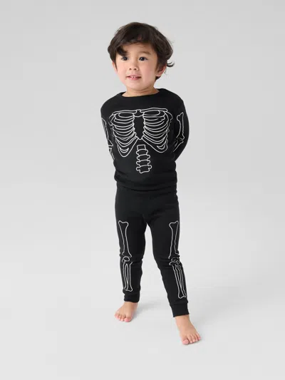 Gap Factory Kids & Babygap 100% Organic Cotton Glow-in-the-dark Pj Set In Black
