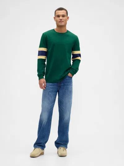 Gap Factory Everyday Soft Varsity Crewneck T-shirt In Brown