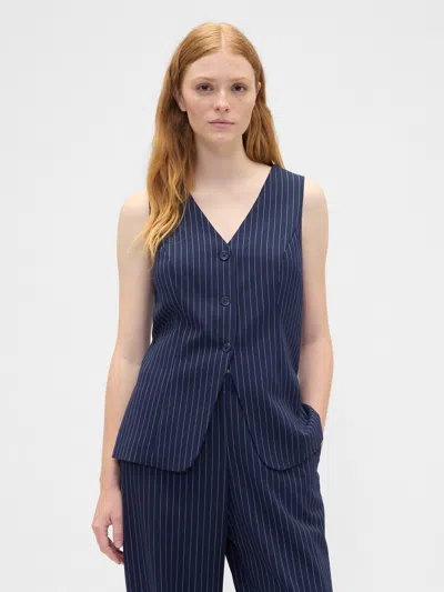 Gap Factory Recycled Longline Vest In Blue