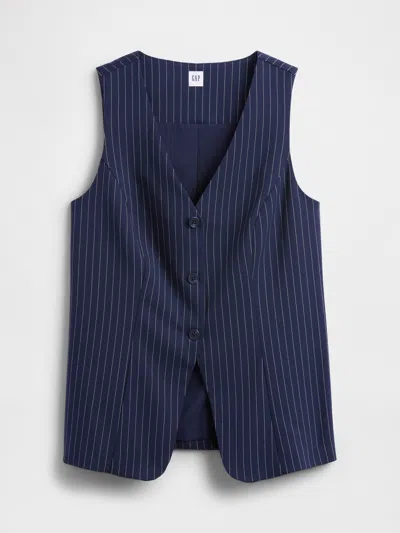 Gap Factory Recycled Longline Vest In Blue