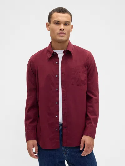Gap Factory Stretch Poplin Shirt In Standard Fit In Red
