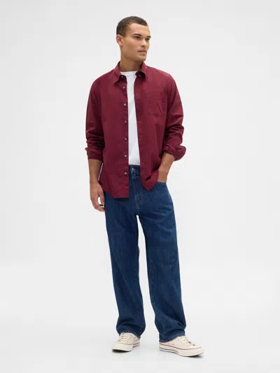 Gap Factory Stretch Poplin Shirt In Standard Fit In Red