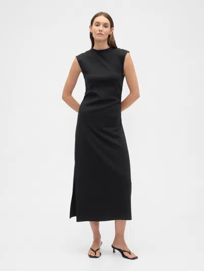 Gap Factory Modern Ribbed Mockneck Midi Dress In Black