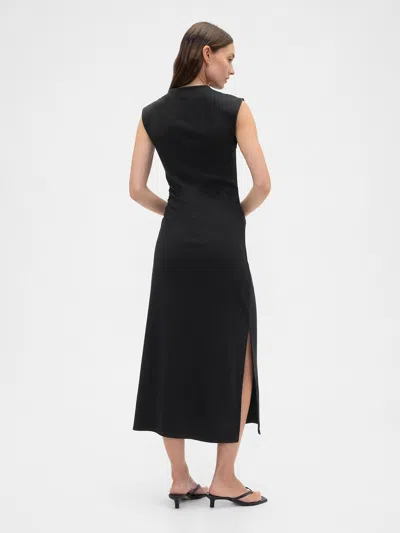 Gap Factory Modern Ribbed Mockneck Midi Dress In Black