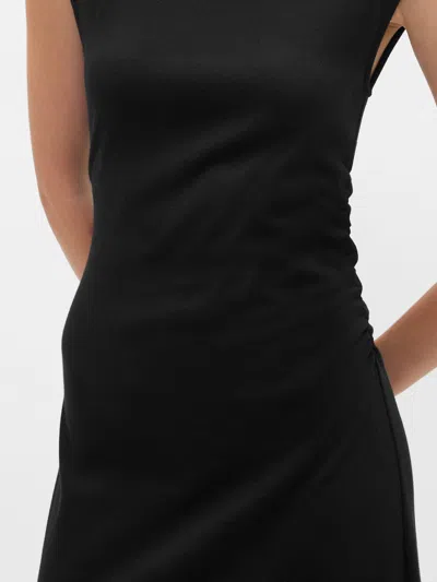 Gap Factory Modern Ribbed Mockneck Midi Dress In Black
