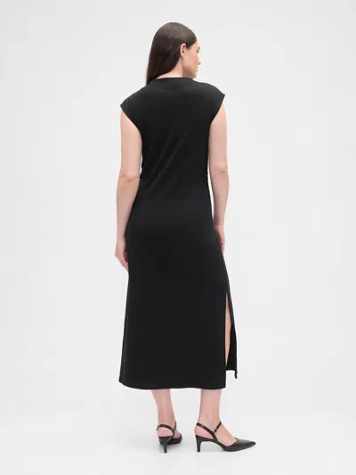 Gap Factory Modern Ribbed Mockneck Midi Dress In Black