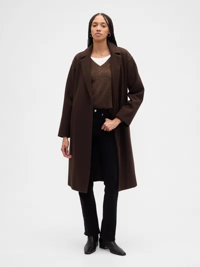 Gap Factory Relaxed Wool Wrap Coat In Brown