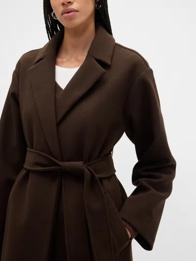 Gap Factory Relaxed Wool Wrap Coat In Brown