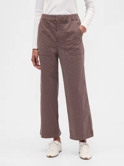 Gap Factory High Rise Easy Stripe Wide-leg Khakis In Brown
