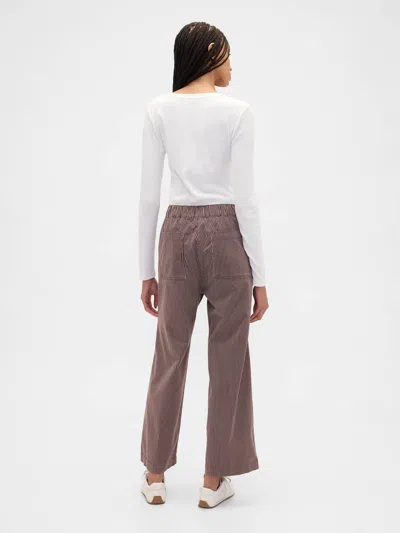 Gap Factory High Rise Easy Stripe Wide-leg Khakis In Brown