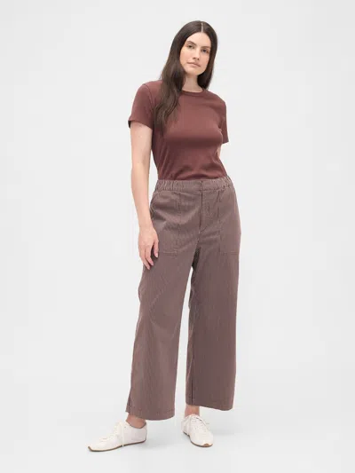 Gap Factory High Rise Easy Stripe Wide-leg Khakis In Brown
