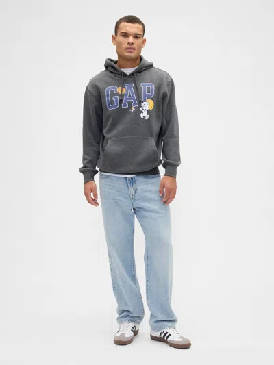 Gap Factory Peanuts Relaxed Gap Logo Hoodie In Gray