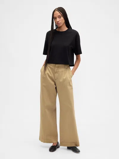Gap Factory High Rise Pleated Relaxed Wide-leg Khakis In Multi