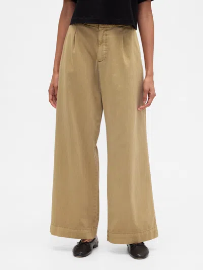Gap Factory High Rise Pleated Relaxed Wide-leg Khakis In Multi