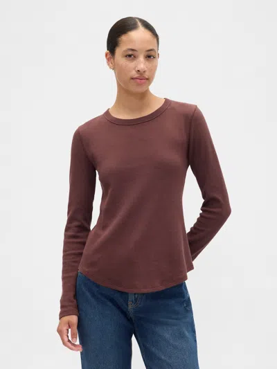 Gap Factory Waffle-knit Crewneck T-shirt In Brown