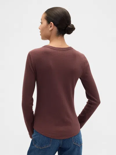 Gap Factory Waffle-knit Crewneck T-shirt In Brown