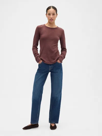 Gap Factory Waffle-knit Crewneck T-shirt In Brown