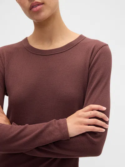 Gap Factory Waffle-knit Crewneck T-shirt In Brown