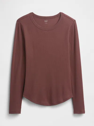 Gap Factory Waffle-knit Crewneck T-shirt In Brown