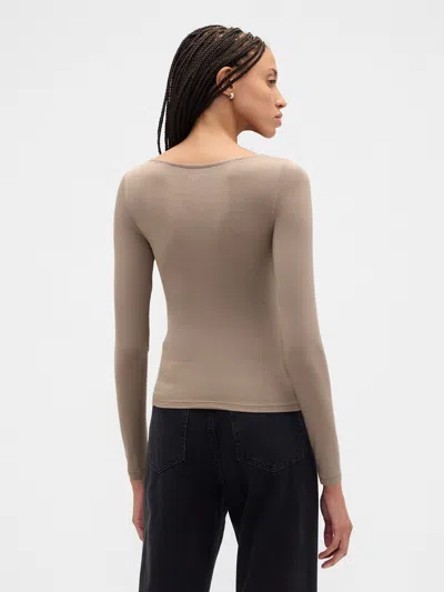 Gap Factory Twist Boatneck Top In Brown