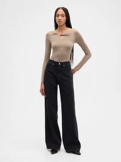 Gap Factory Twist Boatneck Top In Brown