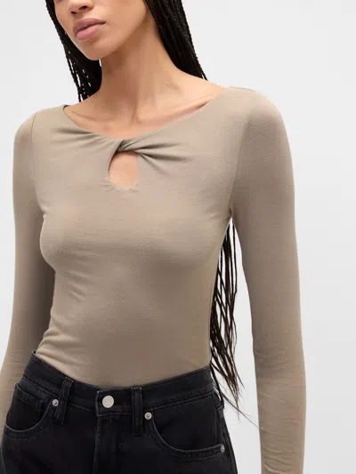 Gap Factory Twist Boatneck Top In Brown