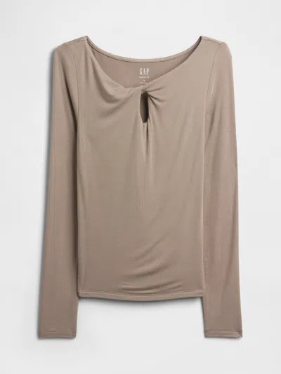 Gap Factory Twist Boatneck Top In Brown