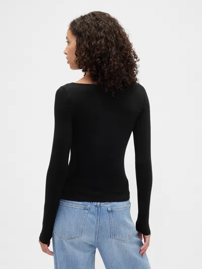 Gap Factory Twist Boatneck Top In Black