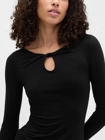 Gap Factory Twist Boatneck Top In Black