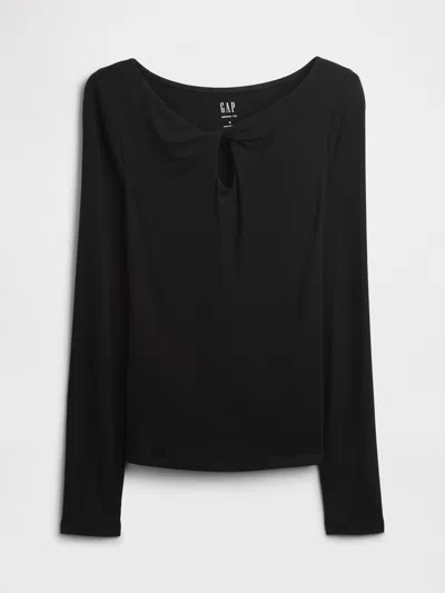 Gap Factory Twist Boatneck Top In Black