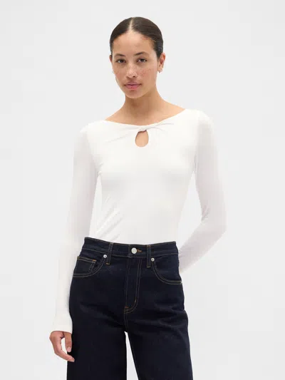 Gap Factory Twist Boatneck Top In White