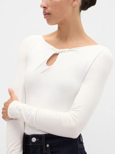 Gap Factory Twist Boatneck Top In White