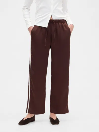Gap Factory Relaxed Straight-leg Stripe Satin Pants In Brown