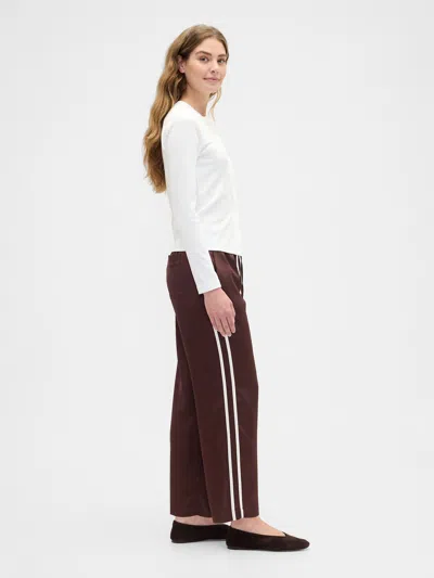 Gap Factory Relaxed Straight-leg Stripe Satin Pants In Brown