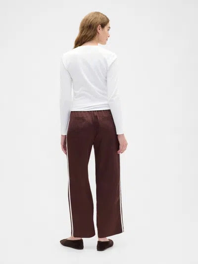 Gap Factory Relaxed Straight-leg Stripe Satin Pants In Brown