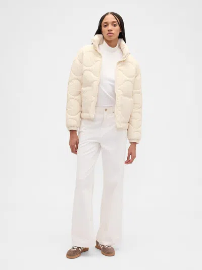 Gap Factory Relaxed Quilted Nylon Jacket In White