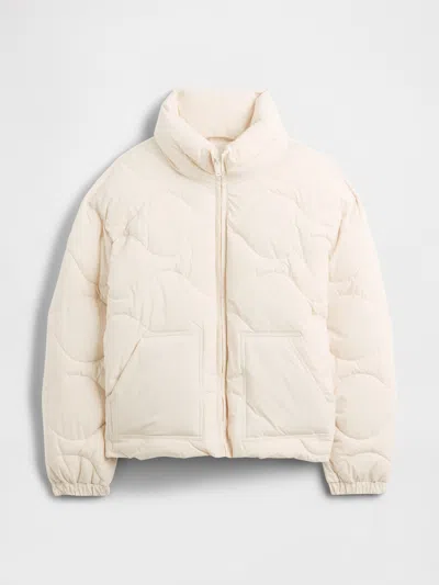 Gap Factory Relaxed Quilted Nylon Jacket In White