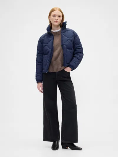Gap Factory Relaxed Quilted Nylon Jacket In Blue