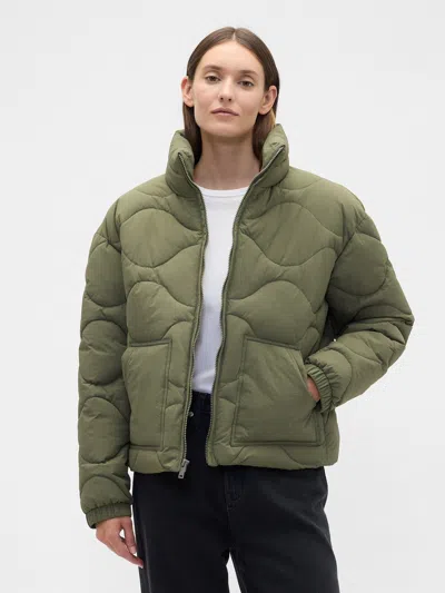 Gap Factory Relaxed Quilted Nylon Jacket In Green