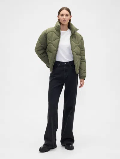 Gap Factory Relaxed Quilted Nylon Jacket In Green
