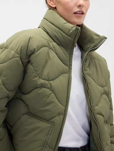 Gap Factory Relaxed Quilted Nylon Jacket In Green