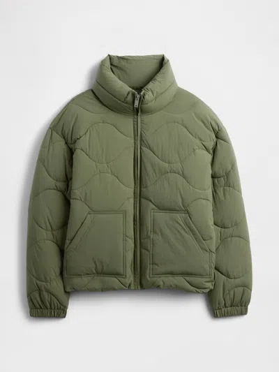 Gap Factory Relaxed Quilted Nylon Jacket In Green